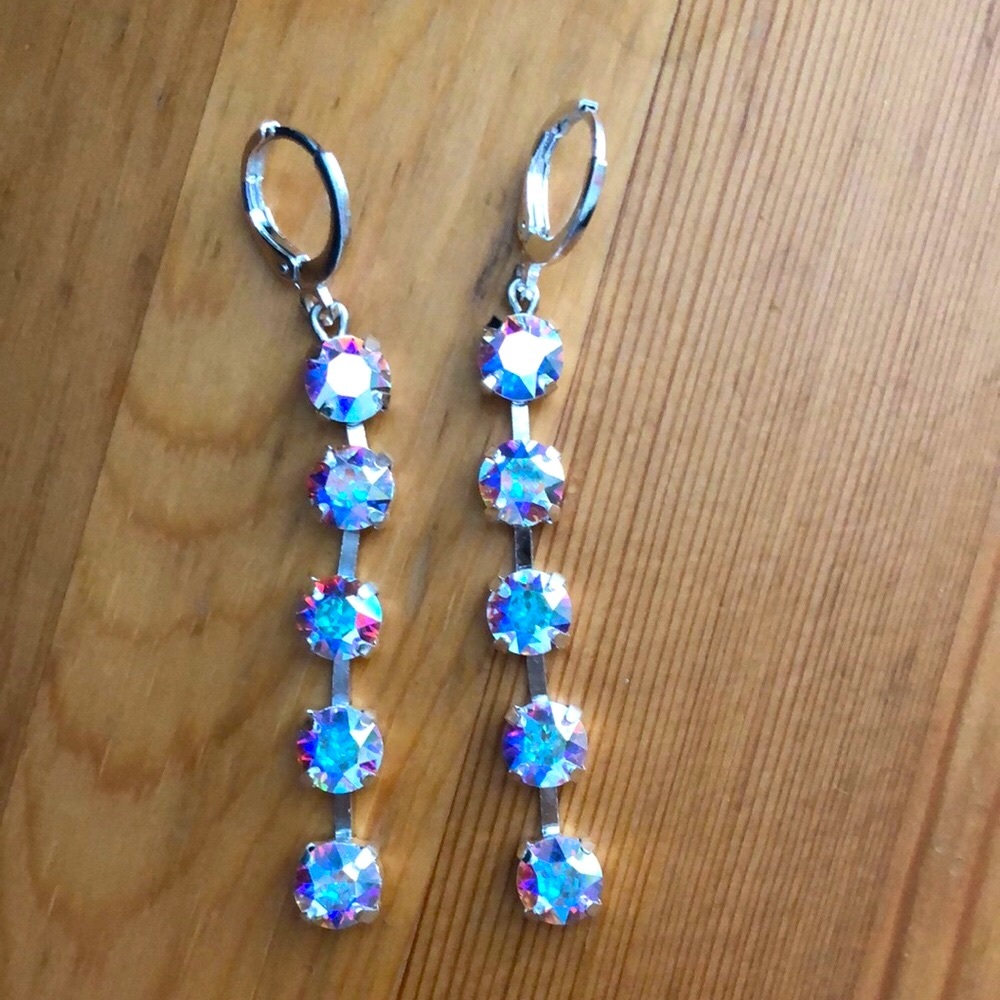 Aurora Borealis Crystal Drop Earrings - Picture 2 of 13